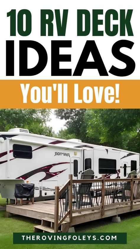 Campsite Deck Ideas, Rv Deck Decorating Ideas, Diy Rv Patio Ideas, Rv Covered Deck Ideas, Seasonal Rv Site Ideas Campsite, Decks For Campers, Rv Patio Ideas Campsite, Camper Decks Ideas Patio, Camping Patio Ideas