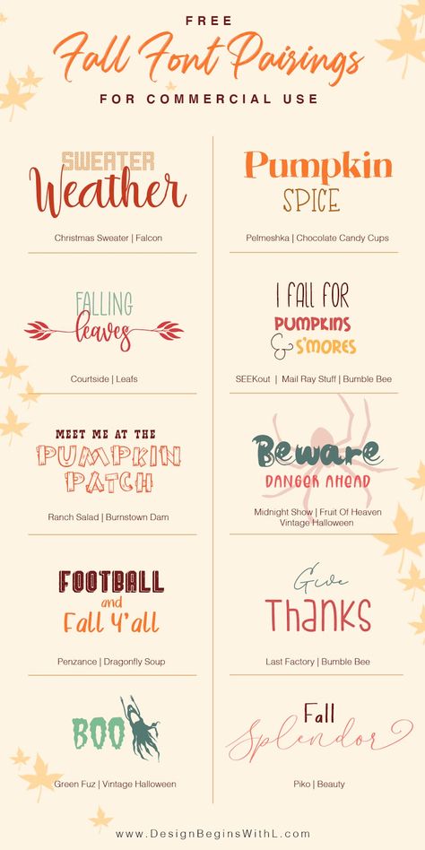 Free Fall Font Pairings for Commercial Use Jastip Name Ideas, Fall Fonts Free, Cute Font Pairings, Free Commercial Use Graphics, Font Duos Free, Best Canva Pro Fonts, Rekomendasi Font Canva, Canva Cute Fonts, Canva Fall Elements