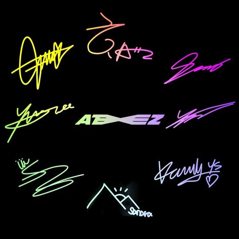 ATEEZ signature Yeosang Signature, Hongjoong Signature, Aniteez Names Ateez, 8 Makes 1 Team Ateez Logo, Ateez Logo Wallpaper, Ateez Signature, Ateez Symbol, Ateez Cyberpunk, Ateez Tattoo Ideas