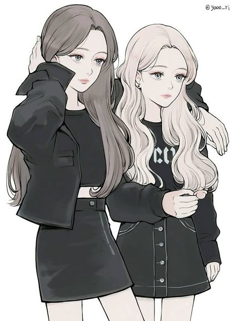 @yooo_ri #loonafanart #yves #kimlip 2 Bff Anime, Yves Jinsoul, Desen Realist, Best Friend Drawings, Best Friends Cartoon, Bff Drawings, Prințese Disney, Anime Friendship, Friend Cartoon