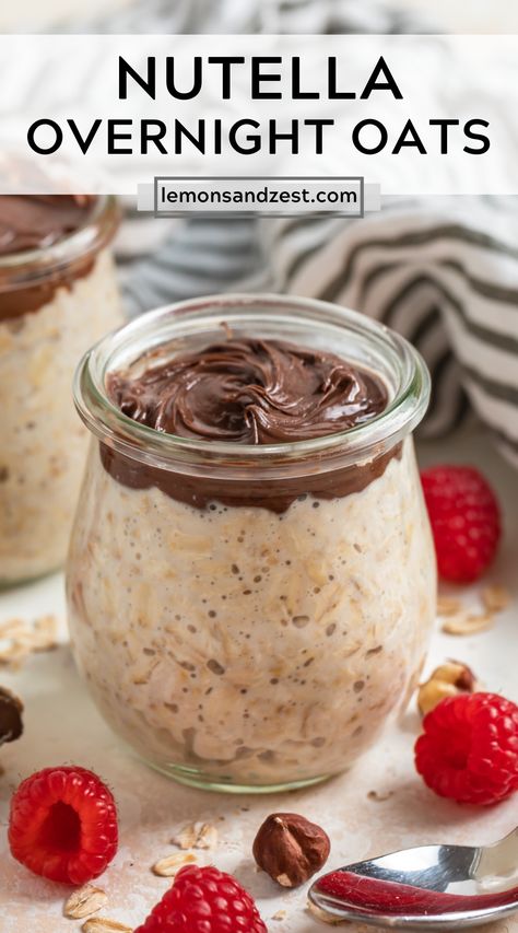 Overnight Oats Recipe Nutella, Overnight Oats Nutella, Easy Overnight Oats Healthy, Overnight Oats Base, Nutella Overnight Oats, Overnight Oats With Banana, Overnight Oats Without Yogurt, Nutella Oatmeal, Easy Overnight Oats Recipes