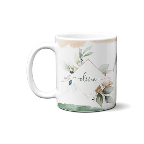 "This name personalized cute mug refreshes you with fresh flowers design. Elegant, stylish and beatiful. Perfect gift for your friends, sister or mom. There is no one who doesn't like a mug exclusive to her name.! Best choice for a birthday, holiday or wedding gift. ★ Not sure what your personalization will look like? Easy to be sure. Please feel free to get in touch with us and ask for a ★FREE★ mock-up sample before purchase it, see and make sure how it looks. Buy if you like it.! For more cust Sublimation Mug Designs, Cup Print Design Mugs, Custom Coffee Cup, Chemistry Gifts, Alphabet Mugs, Mug With Name, Coffee Cup Photo, Personalized Coffee Cup, Custom Coffee Cups