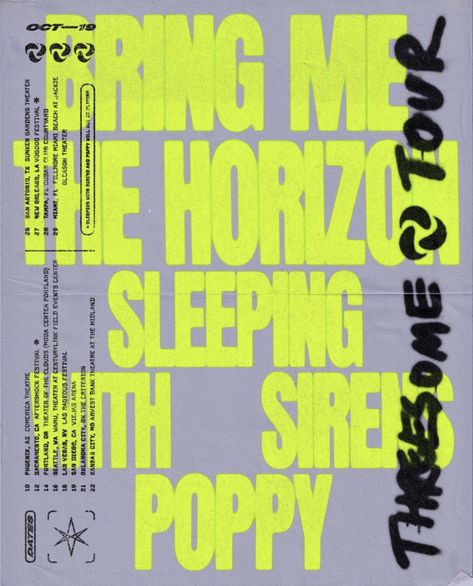 Animated Poster, Desain Editorial, Tour Posters, Bring Me The Horizon, Event Poster, Font Design, The Horizon, Typography Poster, Graphic Design Posters