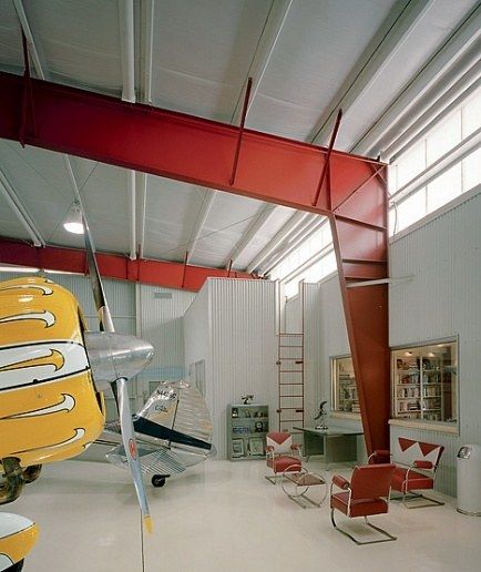 Hanger Homes Airplane, Airplane Hangar Decor, Stearman Biplane, Airplane Hangar Design, Aircraft Hangar Home, Hangar Home, Hangar Homes, Hangar House, Cessna 195