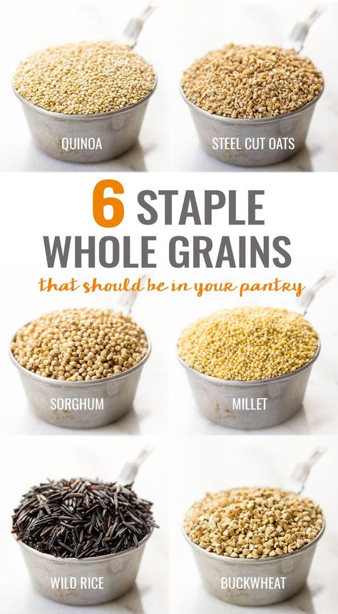 The six staple whole grains that should be in your pantry. All are great sources of protein, fiber and vitamins, and are naturally gluten-free. Athlete Food, Whole Grain Foods, Sources Of Protein, Hiking Food, Simply Quinoa, Healthy Grains, Whole Grains, Grain Foods, Recipes To Try