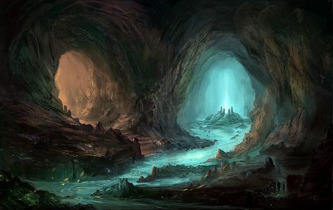 Underground Fantasy – Part One: Caves (October 20, 2014) Natur Tattoo Arm, Výtvarné Reference, Ice Cave, Fantasy Setting, Fantasy Places, Fantasy Art Landscapes, Game Inspiration, Arte Fantasy, Environment Design