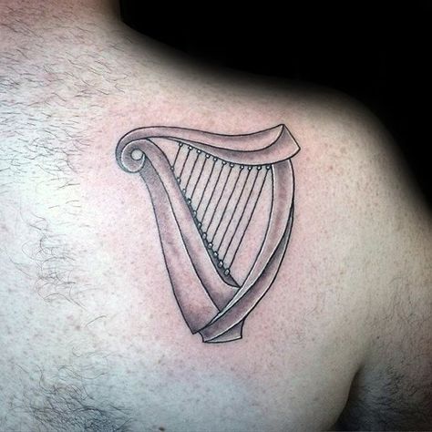 Angel Harp Tattoo, Guinness Harp Tattoo, Harp Tattoo, Ireland Harp Tattoo, Irish Harp Tattoo Men, Irish Harp Tattoo, Shamrock Tattoos, Forearm Sleeve, Irish Harp