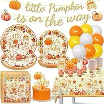 Pumpkin Plates, Gender Reveal Party Supplies, Girl Gender Reveal, Pumpkin Sign, Pumpkin Party, Pumpkin Baby, Fall Theme, Baby Shower Pumpkin, Baby In Pumpkin