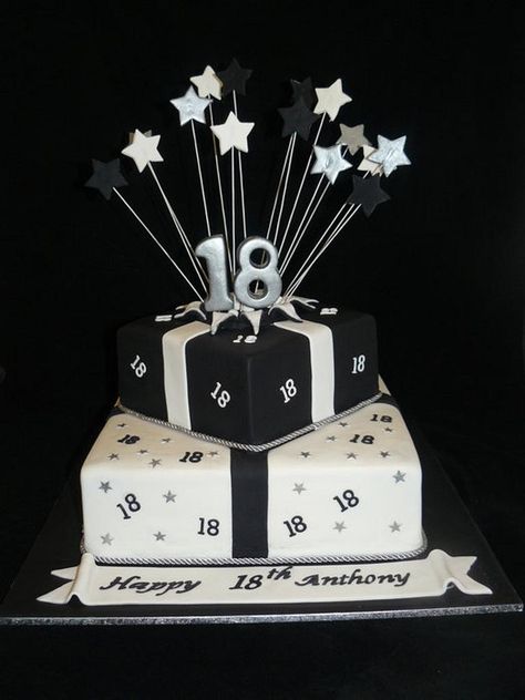 18th birthday cake - cake by Sue Ghabach - CakesDecor Birthday Cakes Black, 18th Birthday Cake For Guys, 18th Birthday Cakes, Boys 18th Birthday Cake, Sweet 16 For Boys, Happy 18th Birthday, 18th Cake, Customized Cake, 18th Birthday Decorations