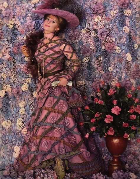 Barbra Streisand in 'Hello Dolly' costumes designed by Irene Sharaff, 1969. Hello Dolly Movie, Barbara Streisand, Hollywood Costume, Historical Movies, Gene Kelly, Barbra Streisand, Hello Dolly, Movie Costumes, Lobby Cards