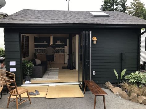 After the great success of my mom’s garage conversion ADU, we decided to help out our friends Becca and Anthony convert their own garage.For those of you that don't know, an ADU is a structure that has its own entrance, separate from the primary house, as well as a kitchen , bathroom and living space. You may also have heard them referred to as granny flats.Becca and Anthony's garage looked like it was on the verge of collapsing, but a structural engineer assured us that the damage was… Garage Airbnb, Convert Garage To Bedroom, Adu Garage Conversion, Garage Tiny House, Garage Conversion Granny Flat, Garage To Bedroom, Garage Living Space, Garage Adu, Granny Flat Ideas