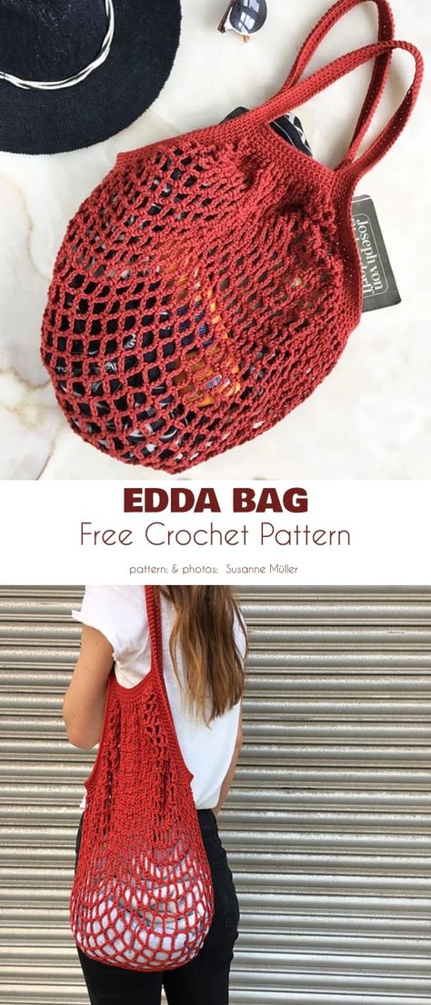 Versatile Market Bag Free Crochet Patterns Crochet Grocery Bag, Grocery Bag Pattern, Knitting Bag Pattern, Crochet Mignon, Confection Au Crochet, Crochet Bag Pattern Free, Bag Pattern Free, Crochet Gratis, Crochet Market Bag