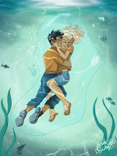 Percabeth Underwater Kiss, Percabeth Underwater, Percabeth Fan Art, Percy Jackson Crossover, Underwater Kiss, Percy Jackson Fanfic, Olympian Gods, Percy Jackson Annabeth Chase, The Last Olympian