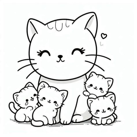 Coloring Pages Kittens, Kittens Coloring Pages, Kittens Coloring, Cat Printable, Cat Coloring, Kitten Collars, Cat Coloring Page, Easy Coloring Pages, Kawaii Cat