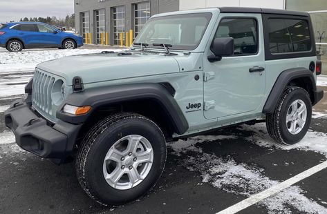 Jeep Wrangler JL Sport Earl Clearcoat Special Edition Jeep Wrangler Earl Gray, Jeep Wrangler Two Door, Grey Jeep Wrangler, Grey Jeep, Beach Mobile, 2 Door Jeep, 2024 Moodboard, Custom Jeep Wrangler, Cars Jeep