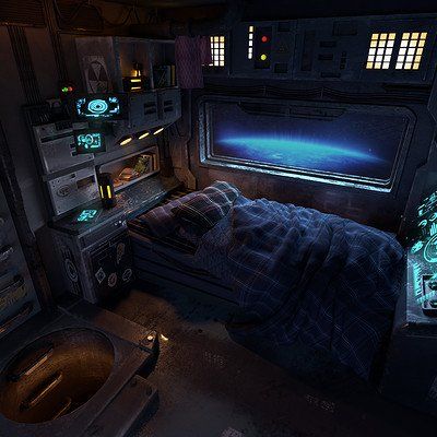 ArtStation - Ghost Fleet of AthenRoo, Ben Nicholas Spaceship Bedroom, Sci Fi Bedroom, Futuristic Bed, Spaceship Aesthetic, Room Concept Art, Scifi Room, Cyberpunk Bedroom, Concept Art Wallpaper, Sci Fi Room