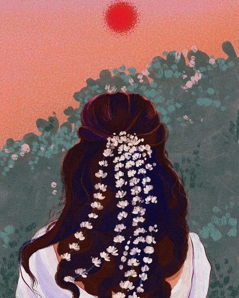 Flower Aesthetic Painting Ideas, Indian Art Canvas, Indian Women Illustration Art, South Indian Tattoo, Indian Aesthetic Drawing, Indian Women Illustration, Desi Art Aesthetic, Woman Illustration Wallpaper, Indian Art Aesthetic