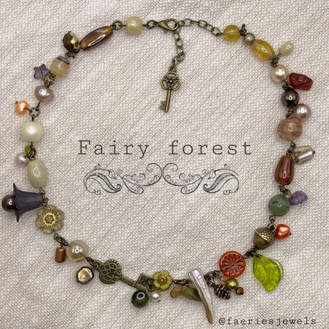 Fairycore crowcore goblincore Maximilism jewelry Woodland Core Outfits, Crowcore Accessories, Goblin Core Jewelry, Crowcore Jewelry, Goblincore Necklace, Goblincore Gifts, Angie Aesthetic, Goblincore Accessories, Hobbit Jewelry