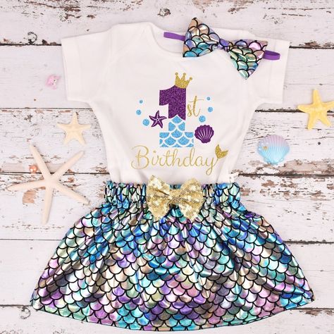 Baby Girls 1st Birthday Mermaid Outfitunder the Sea Birthday - Etsy Australia Mermaid 1st Birthday, Little Mermaid Outfit, Mermaid Birthday Outfit, First Birthday Tutu, 4 Birthday, 1st Birthday Outfit, Birthday Tutu Outfit, Mermaid Outfit