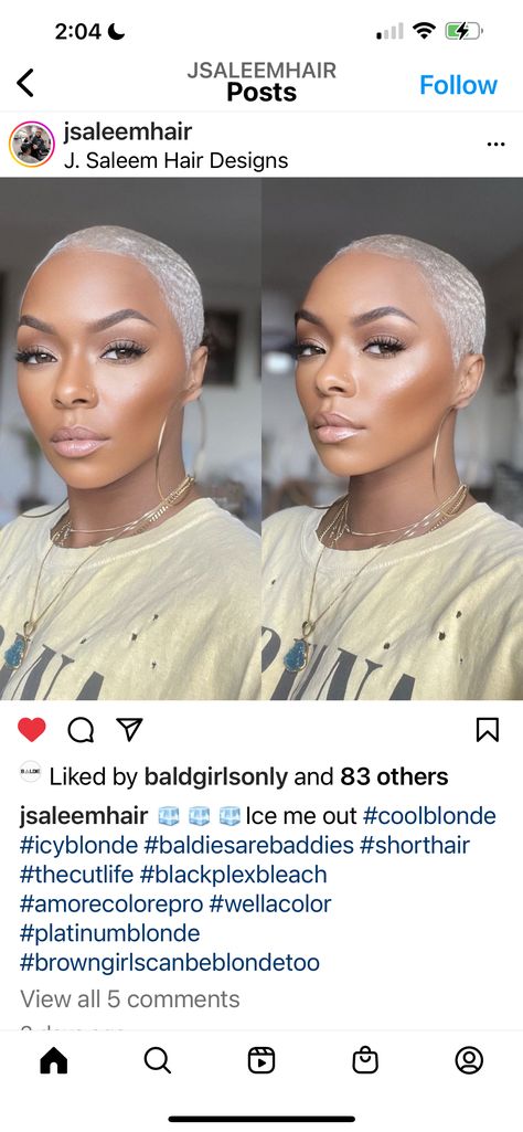 Platinum Bald Women, Bleached Twa Black Women, Colored Shaved Hair Black Women, Platinum Fade Black Women, White Twa Natural Hair, Platinum Blonde Fade Black Women, Low Blonde Haircut Black Women, Blonde Buzz Cut Black Women, Bleached Short Hair Black Women