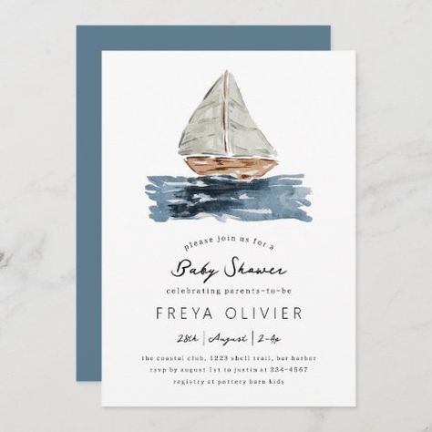 Nautical Watercolor Sailboat Baby Shower Invitation Template Invitation  $2.92 by MontgomeryFest Watercolor Sailboat, Nautical Baby Shower Invitations, Ahoy Its A Boy, Boy Shower Invitations, Ocean Coral, Nautical Baby Shower, Nautical Baby, Baby Shower Invites, Boy Baby Shower