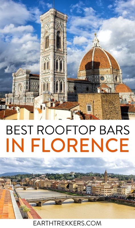 Best rooftop bars in Florence. Where to get the best view of Florence, Italy, while sipping on a cocktail or glass of wine. Plus, essential travel tips, photos, and map. Rooftop Bars In Florence, Rooftop Bars Florence Italy, Florence Rooftop Bars, Earth Trekkers, 10 Days In Italy, Rooftop Dining, Florence Hotels, Italy 2023, Genoa Italy