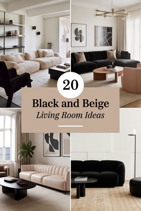 Looking for black and beige living room decor ideas? This color scheme offers endless possibilities! From modern to minimalist, discover inspiring designs that will transform your space. Black White And Wood Living Room Decor, Beige Sofa Living Room Decor, Cream Brown Black Living Room, Black And Beige Color Scheme, Black Beige Wood Living Room, Black And Cream Home Decor, Tan Sofa Living Room Color Schemes, Living Room Black Couch Decor, Oak And Black Living Room