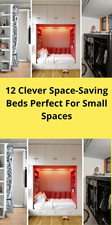 12 Clever Space-Saving Beds Perfect For Small Spaces Loft Beds For Small Rooms Space Saving, Diy Bunk Beds For Small Spaces, Small Space Bed, Space Saving Bunk Bed, Beds For Small Rooms, Beds For Small Spaces, Space Saving Beds, Loft Beds, Tiny Bedroom