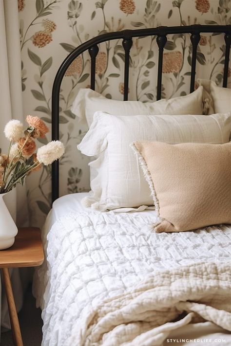 19 Dreamy Cottagecore Bedroom Ideas That Will Transform Your Space - Styling Her Life Bed Cottagecore, Cottagecore Primary Bedroom, Cottagecore Room Bed Frames, Bedroom Cottagecore, Teen Size Bed Cottagecore Comfiter, Cottagecore Bedroom Ideas, Victorian Home Ideas, Cottagecore Bedding & Blankets, Cottagecore Bedroom