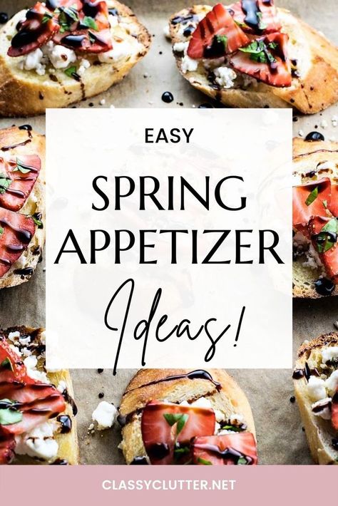 Spring Canapes Ideas, Spring Crostini Recipes, Spring Menu Ideas Dinner Parties, Garden Party Appetizer Ideas, Spring Themed Appetizers, Appetizer For Easter Sunday, Light Easter Appetizers, Easter Party Food Appetizers, Spring Recipe Ideas