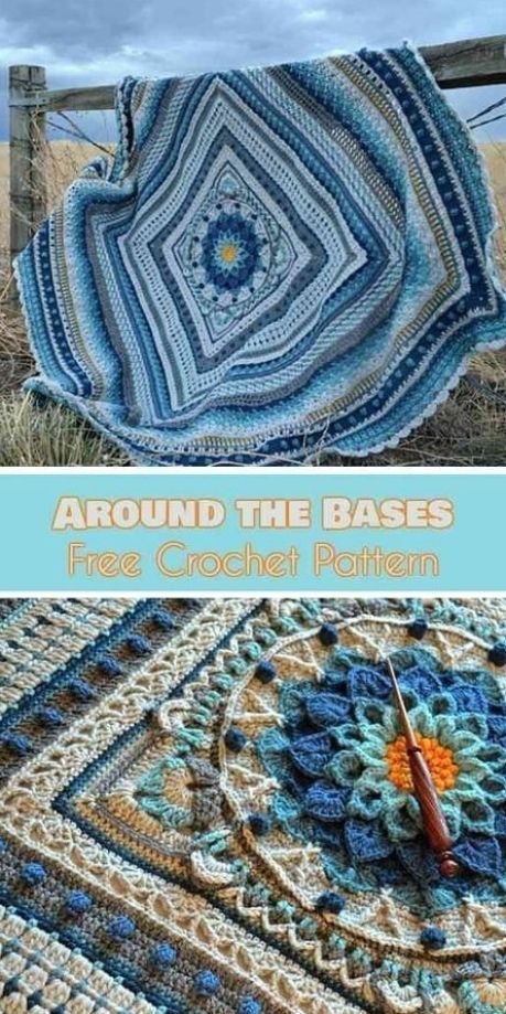 We have Cool-Toned Squares for cool crochet-loving people here! If you want to refresh your pattern library this spring, these two designs are absolute must-haves. Check them out right now! Tutti Frutti Square Free Crochet Pattern Oh, what a delicious design! The floral center makes it perfect for this time #crochetideas #crochet #crochettips Motifs Afghans, Crocheted Afghans, Crochet Mandala Pattern, Crochet Blocks, Afghan Patterns, Afghan Pattern, Crochet Square Patterns, Crochet Mandala, Crochet Square