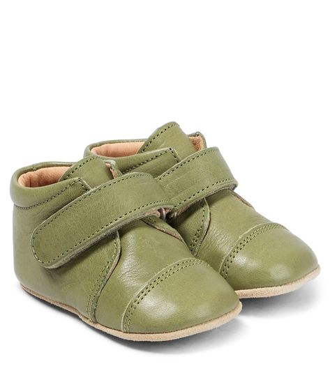 Baby leather boots in green - Petit Nord | Mytheresa Baby Changing Bags, Changing Bag, Baby Boots, Baby Boy Shoes, Small Family, Pale Green, Velcro Straps, Green Leather, Curator Style