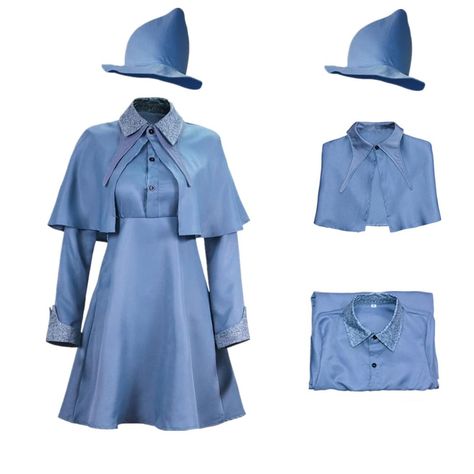 PRICES MAY VARY. What do you get? --3PCS Professor Witches Dress Blue Dress + Blue Witches Hat + shawls 【Material】Fleur delacour costume is Soft and comfortable polyester, the fabric surface is smooth and wrinkle-free, the whole outfit is gorgeous and elegant. 【Design】Classic blue French vintage blue witch Dress, attached removable shawl false collar, Fleur Delacour Costume bring back the role of the magician of the magic academy in the film, elegant and noble image of the professor, so that you Fleur Delacour Hat, Cold Weather Costumes Halloween, Not Scary Halloween Costumes, Book Halloween Costumes Women, Wizard Costume Women, Sister Halloween Costumes Adult, Blue Witch Costume, Dr Seuss Halloween Costumes, Literature Costumes