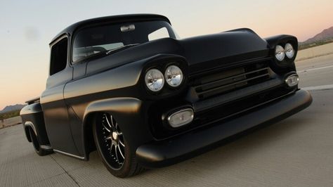 58 chevy apache ( matte black ) E90 Bmw, Chevy Apache, Trucks Chevy, Black Truck, Hot Rod Trucks, Old School Cars, Foose, Chevy Pickups, Rat Rods