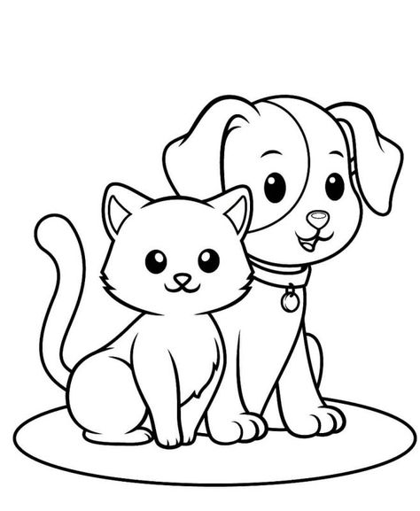 Kitten Dog Coloring Page » Turkau Dog And Cat Coloring Page, Pet Coloring Pages, Cat And Dog Drawing, Cat Coloring Pages, Puppy Coloring Pages, Cat Coloring, Kitty Coloring, Dog Coloring Page, Batman Wallpaper