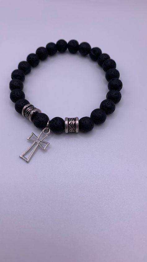 Gyaru Bracelet, Yin Yang Charm, Birthday Things, Stone Cross, Christian Bracelets, Black Bracelet, Metal Cross, Beaded Cross, Bracelet Ideas