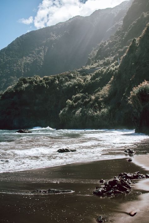 Black beach Madeira Beach, Beach Vintage, Black Beach, Black Sand Beach, Fantasy Novel, Black Sand, Beach Aesthetic, 35mm Film, Travel Bucket List