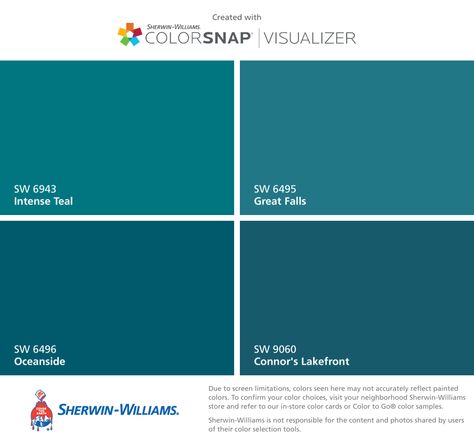 Outdoor Furniture Paint, Boho Paint Colors, Turquoise Paint Colors, Venice Beach House, Sherwin Williams Blue, Painted Outdoor Furniture, Color Visualizer, Paint Color Combos, Bedroom Turquoise