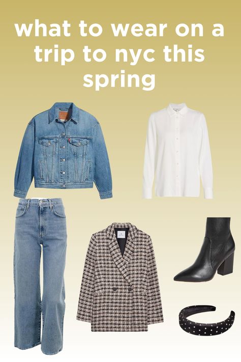 New York springtime is notoriously unpredictable. Here's what to wear to look chic and stay comfy during a spring vacation in NYC. New York Spring Outfits 2024, Spring In New York Outfit, Spring Nyc Outfit, What To Wear In Nyc, New York Spring Outfits, What To Wear In New York, York Outfits, Nyc Spring, New York Outfit