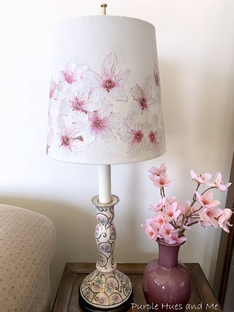 -Crafting, DIY, Projects, Decorating Decoupage Lampshade Diy, Decoupage Light Shade, Decoupage Lampshade, Decoupage Candle Holder, Pressed Flower Lampshade, Floral Lampshade, Lampshade Makeover, Decorative Napkins, Napkin Design