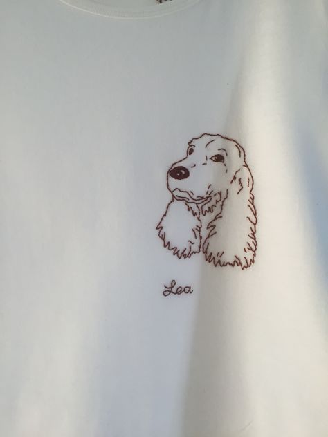 Cocker Spaniel Tattoo Minimalist, Winnie Tattoo, Cocker Spaniel Tattoo, Pet Portrait Tattoos, Portrait Tattoos, Different Artists, Embroidery Tshirt, Dog Tattoo, Cute Cookies