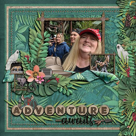 Jungle Scrapbook, Travel Scrapbook Layouts, Jungle Book Disney, Cruise Scrapbook, Disney Animal Kingdom, Photo Scavenger Hunt, Pet Scrapbook, Scrapbooking Templates, Jungle Cruise