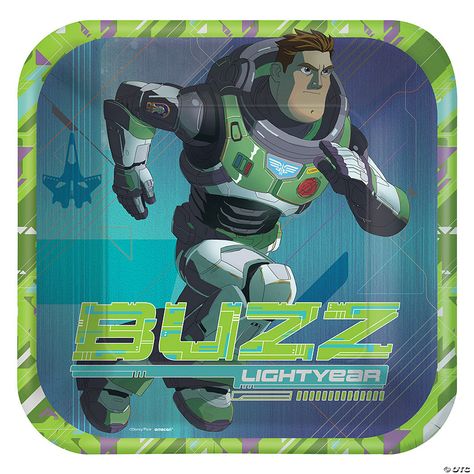 Buzz and his Space Ranger friends need to be well fed before they can strike off on their intergalactic mission! These paper plates are perfect for serving up ... Buzz Lightyear Party, Pixar Party, Buzz Lightyear Birthday, Balloon Toys, Toy Story Buzz Lightyear, Toy Story Buzz, Toy Story Birthday, Toy Story Party, Pixar Toys