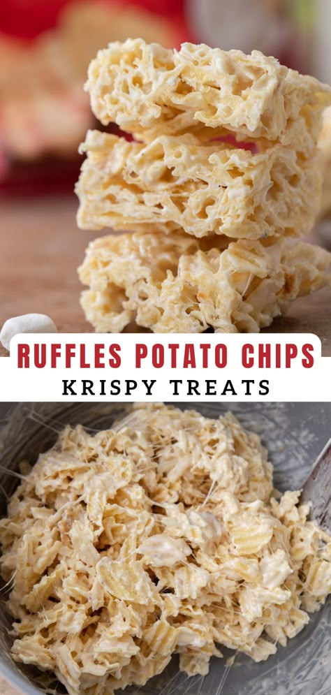 Potato Chip Rice Crispy Treats, Potato Chip Crispy Treats, Chocolate Chipless Rice Crispy Treat Cookies, Potato Chip Krispy Treats, Potato Chip Candy, Potato Chip Rice Krispie Treats, Savory Rice Krispie Treats, Rice Krispie Desserts, Rice Krispie Recipe