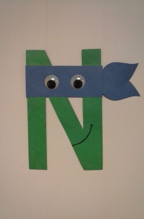 Preschool letter N  //  N is for Ninja Turtle Letter N Ninja Craft, N Is For Craft Preschool, Letter N Art Preschool, N Is For Ninja Craft, N Letter Craft, Letter N Crafts For Preschoolers, Letter N Preschool, Letter N Craft, Letter N Activities