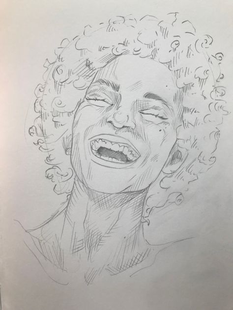 Happy Person Art Reference, Human Sketches Face Drawing Reference, Emotion Portrait Drawing, Happy Sketches Smile, Laughing People Drawing, Scrunched Face Drawing, Happy Sketches Inspirational, People Smiling Drawing, Smiling Portrait Drawing