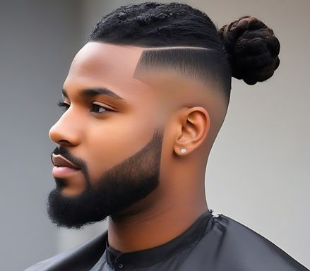 Embrace the trend of a man bun while keeping the sides clean with a mid taper fade for a balanced and stylish appearance. Man Bun Taper, Man Bun Black, Black Male Haircuts, Taper Fade Black, Mid Taper Fade, Mid Taper, High Top Dreads, Black Man Haircut Fade, Man Bun Beard