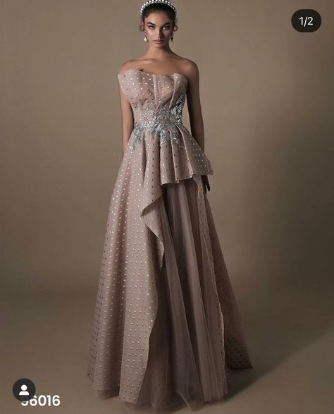 Tarik Ediz Dresses, Tulle Underskirt, Most Beautiful Wedding Dresses, Tarik Ediz, Long Sleeve Evening Dresses, Long Evening Gowns, Tulle Gown, Pleated Bodice, A Line Gown