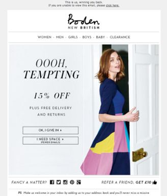 Boden | Winback Campaign Winback Email Campaigns, Reactivation Email, Win Back Email, Winback Email, Sale Gif, Engagement Emails, Newsletter Inspiration, Email Marketing Inspiration, Email Inspiration