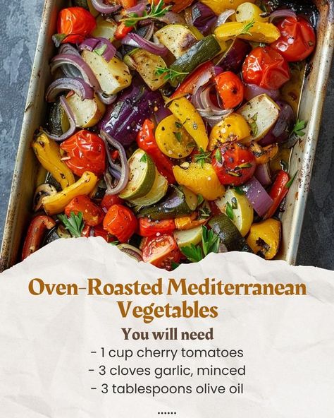 Luscious Recipes | Oven-Roasted Mediterranean Vegetables | Facebook Mediterranean Roasted Vegetables, Roasted Mediterranean Vegetables, Easy Roasted Vegetables, Grilled Vegetable Recipes, Grilling Recipes Sides, Roasted Vegetables Oven, Mediterranean Diet Plan, Veggie Delight, Healthy Benefits